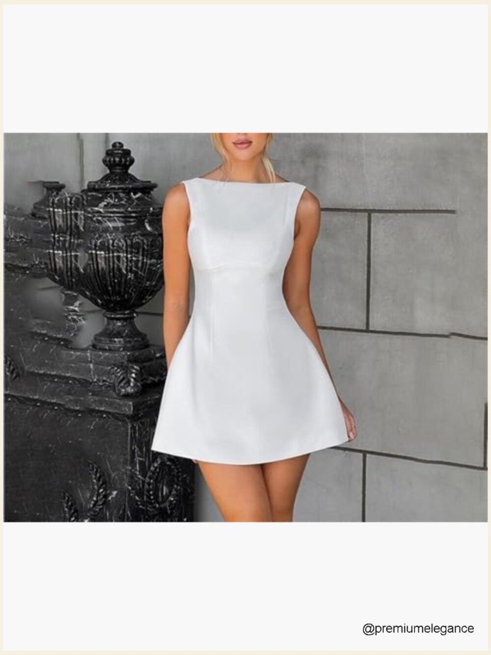 Sleeveless Boat Neck A-Line Backless Mini Dress Formal Graduation Party - Picture 6 of 7